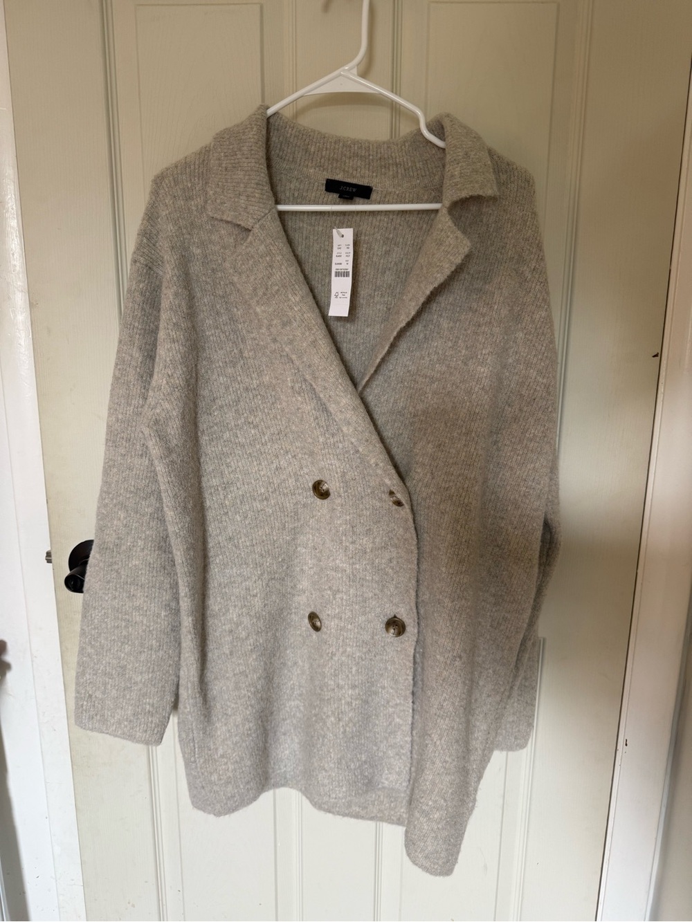 J. Crew Double-Breasted Light Gray Sweater Blazer